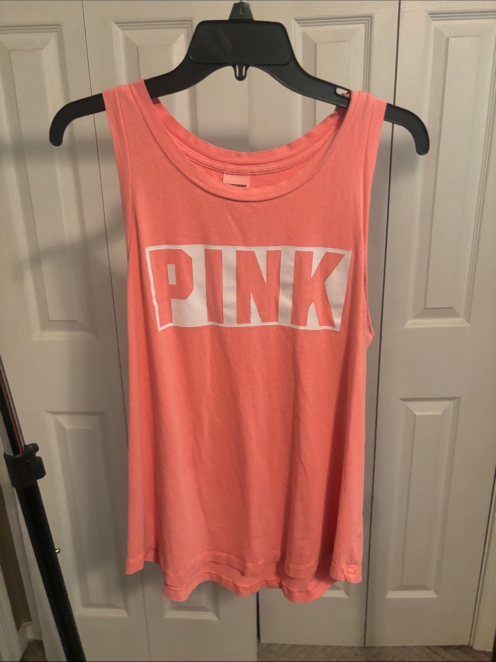 PINK Victoria's Secret Coral Muscle Tank with White Logo